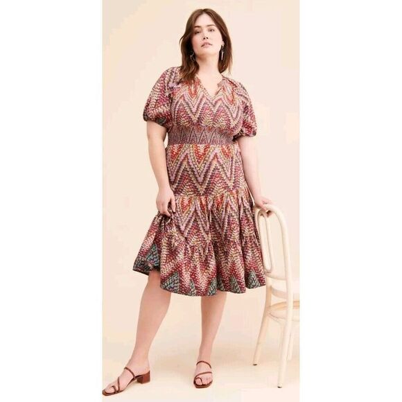 Conditions Apply Anthropologie Plus‎ Size Puff Sleeve Pink Dress Size 20W NWOT - Picture 1 of 16